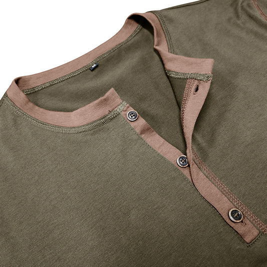 Fashion Short-sleeved Polo Shirt Summer Button V-neck T-shirt Tops Mens Clothing - The Nex Store