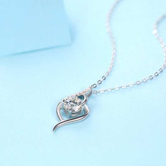 A Beautiful City Luxury Fashion Diamond Pendant Necklace Set With Mosan Diamond Silver Ornaments - The Nex Store