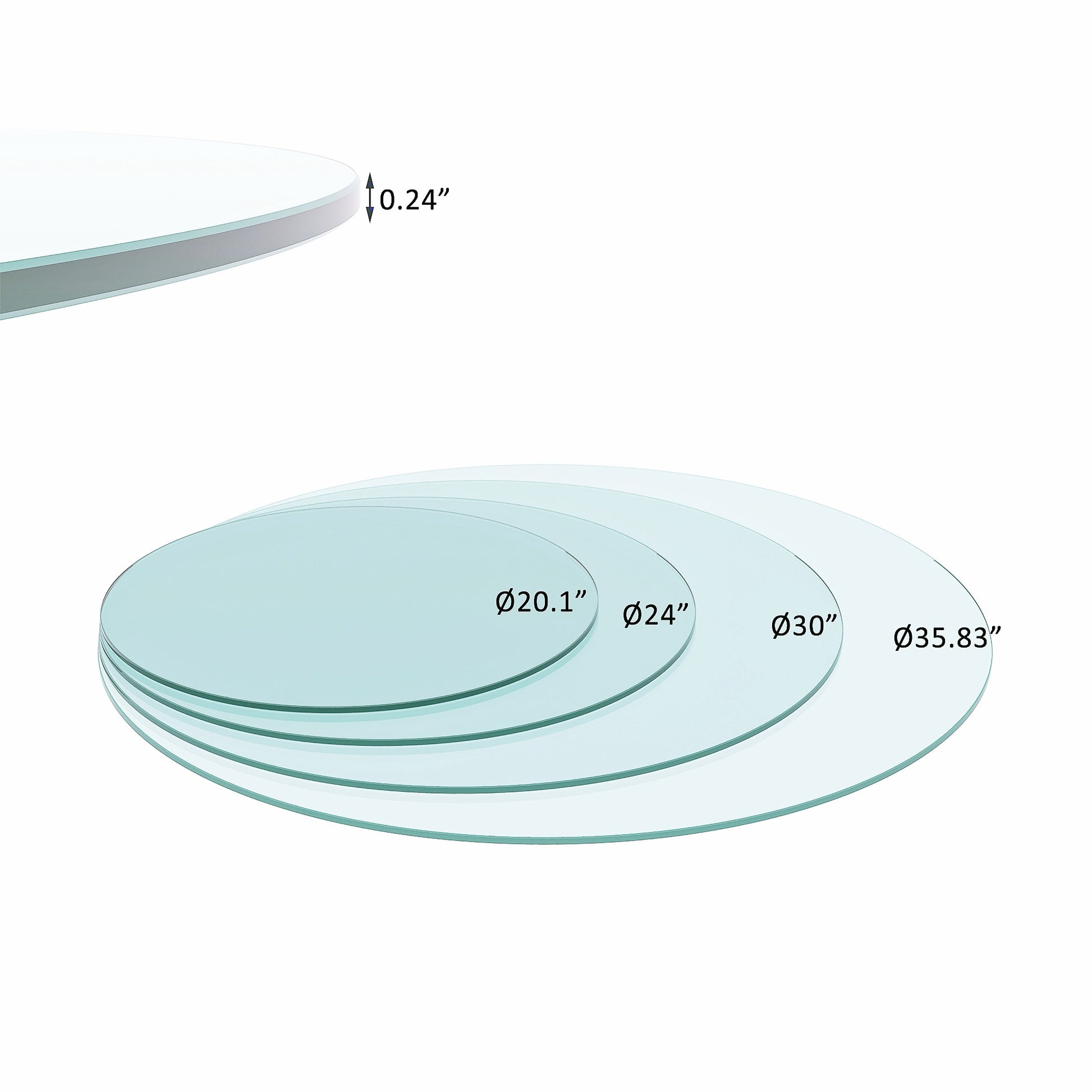 36" Inch Round Tempered Glass Table Top Clear Glass 1/4" Inch Thick Flat Polished Edge - The Nex Store