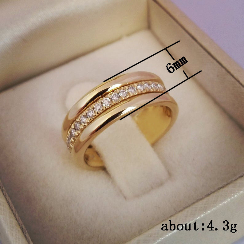 Simple Golden Sliver Rhinestones Ring Copper Plated RIngs Fashion Jewe
