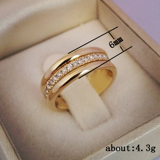 Simple Golden Sliver Rhinestones Ring Copper Plated RIngs Fashion Jewe