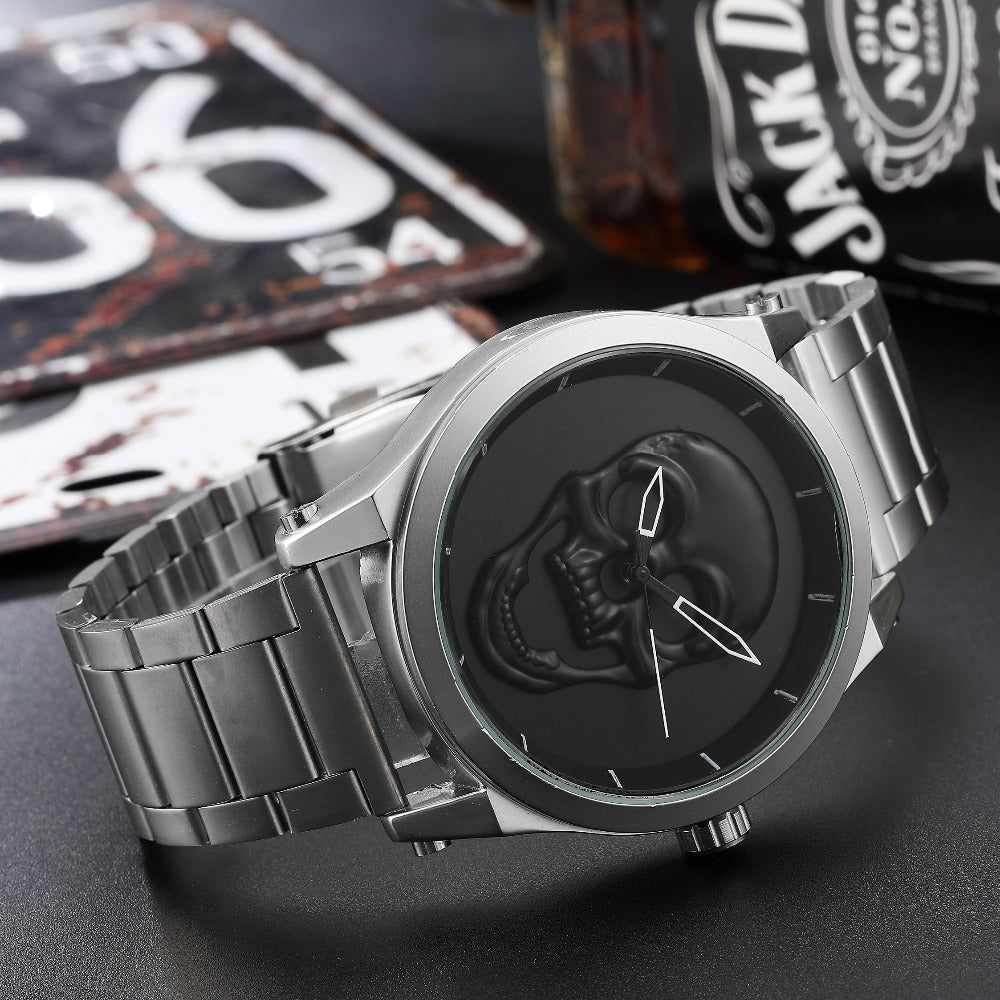 Fashion Skull Watch Men Luxury Unique Punk 3D Waterproof Stainless Steel Quartz Creative Sports Male Clock