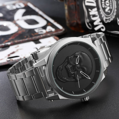 Fashion Skull Watch Men Luxury Unique Punk 3D Waterproof Stainless Steel Quartz Creative Sports Male Clock