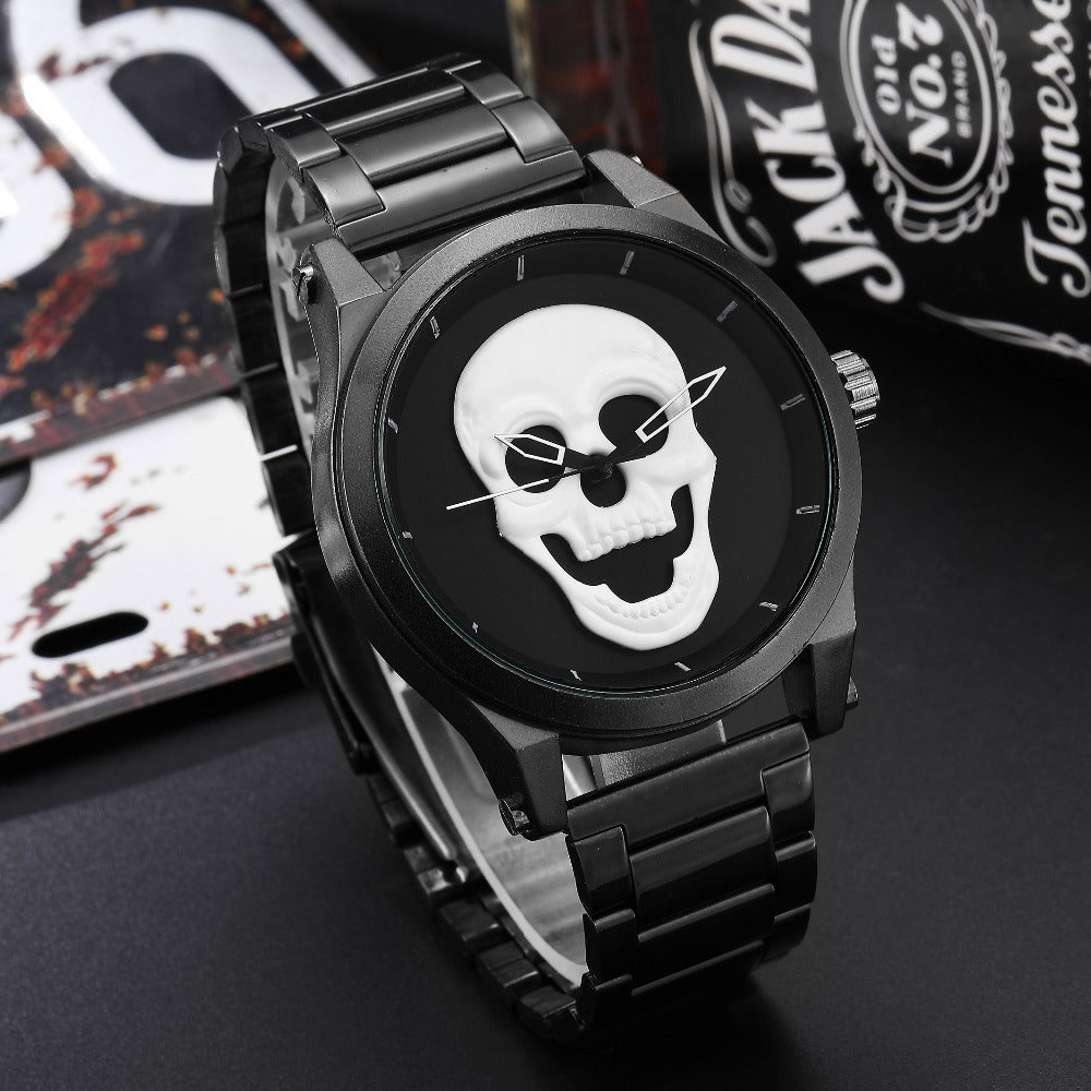Fashion Skull Watch Men Luxury Unique Punk 3D Waterproof Stainless Steel Quartz Creative Sports Male Clock