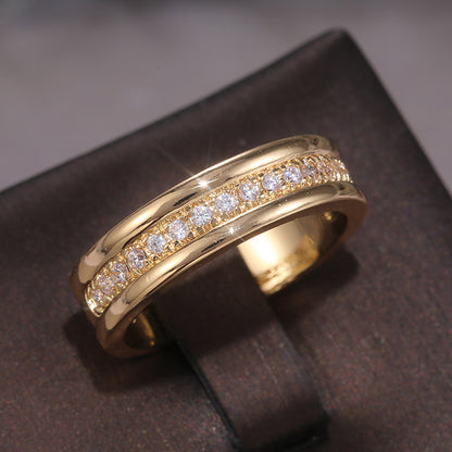 Simple Golden Sliver Rhinestones Ring Copper Plated RIngs Fashion Jewe