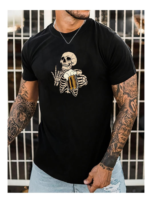 Skull Beer Pattern ShortSleeve TShirt A Fashionable Personalized And Casual MustHave Item - The Nex Store