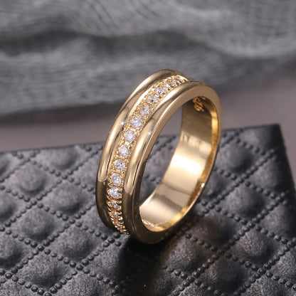 Simple Golden Sliver Rhinestones Ring Copper Plated RIngs Fashion Jewe