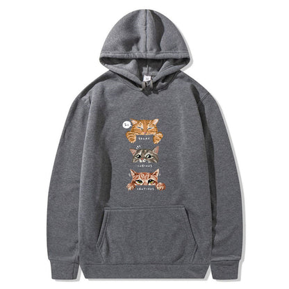 Cute cat, interesting cat print hoodie, men's and women's fashion street pullover, casual hoodie, autumn and winter - The Nex Store