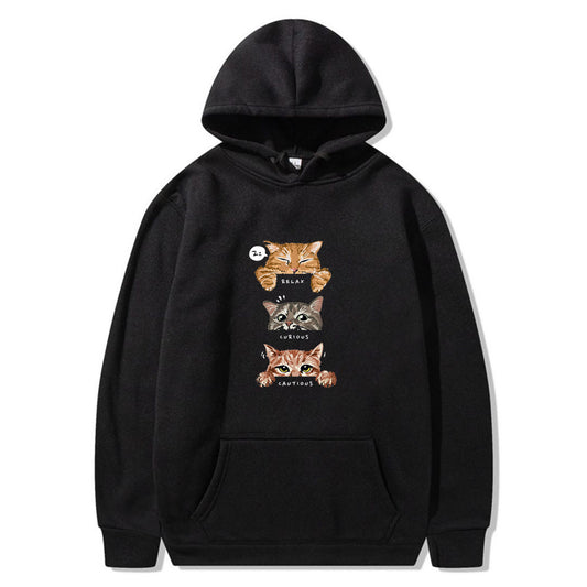 Cute cat, interesting cat print hoodie, men's and women's fashion street pullover, casual hoodie, autumn and winter - The Nex Store