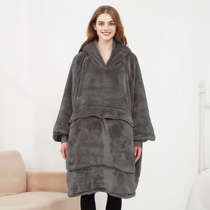 USB carbon fiber heated lazy blanket can be worn in winter, thick heating, washable lazy hoodie electric blanket - The Nex Store