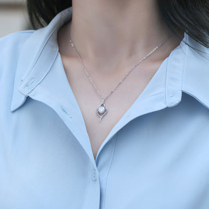 A Beautiful City Luxury Fashion Diamond Pendant Necklace Set With Mosan Diamond Silver Ornaments - The Nex Store