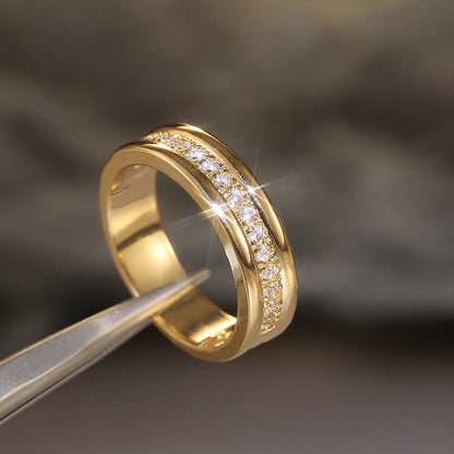 Simple Golden Sliver Rhinestones Ring Copper Plated RIngs Fashion Jewe