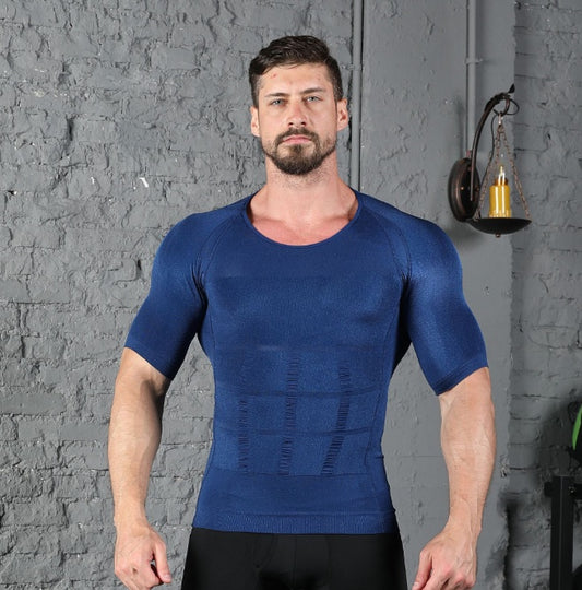 Male Chest Compression T-shirt Fitness Hero Belly Buster Slimming - The Nex Store