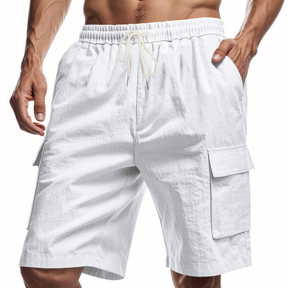 Loose Sports And Leisure Solid Color Linen Drawstring Shorts - The Nex Store