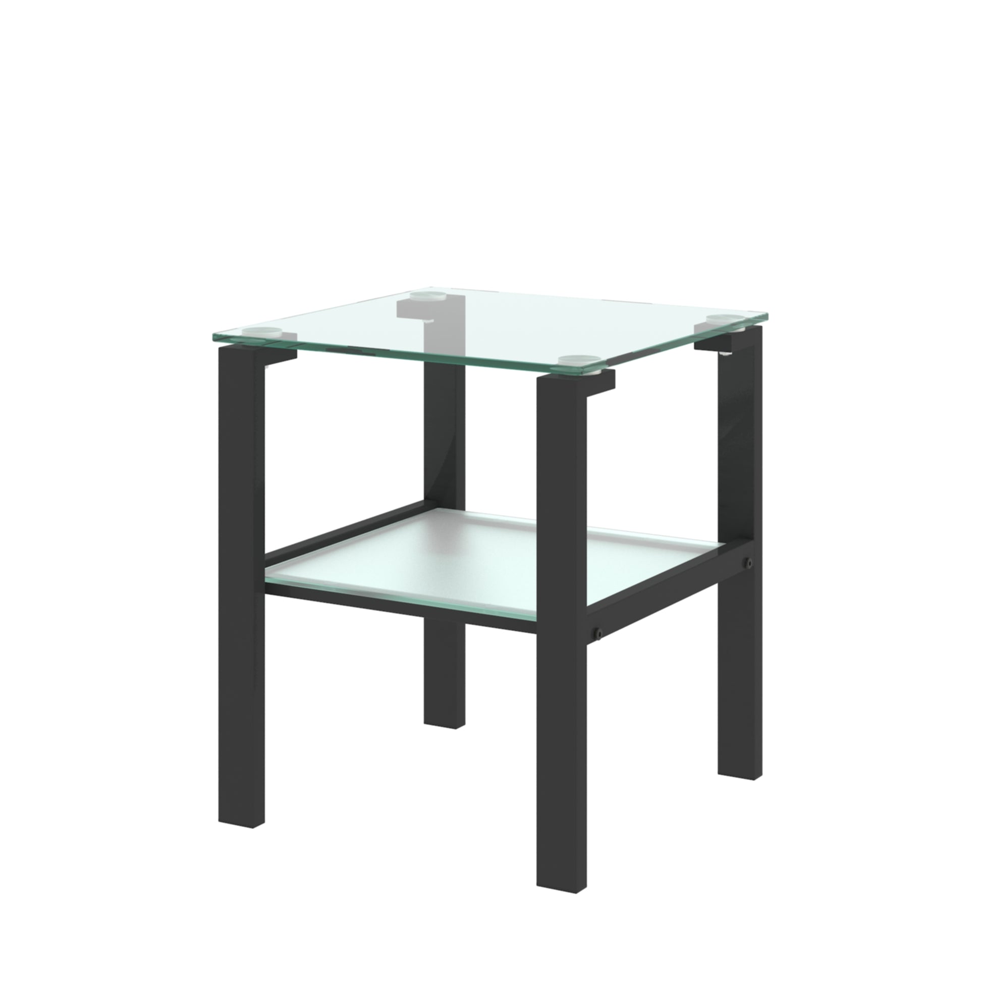 Glass two layer tea table, small round table, bedroom corner table, living room black side table - The Nex Store