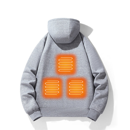 European and American zipper cardigan heating hoodie intelligent hooded five zone heating jacket outdoor warm electric clothing for men - The Nex Store