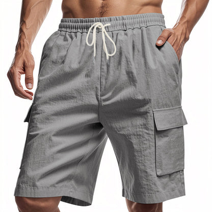 Loose Sports And Leisure Solid Color Linen Drawstring Shorts - The Nex Store