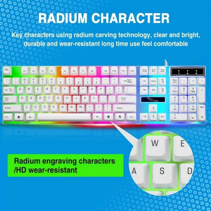 Gaming Keyboard Mouse Set Rainbow LED Wired USB For PC Laptop PS4  One 360UK - The Nex Store