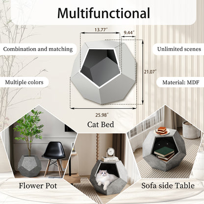 25.98"Modern Pet Furniture Cat Litter Side Table, Sofa Side Table, Planter MDF Multifunctional Furniture, Cement Gray - The Nex Store