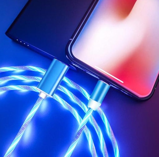 Compatible with Apple, Flowing Ligh Magnetic Streamer Data Line Cable for Iphone Android Typec - The Nex Store