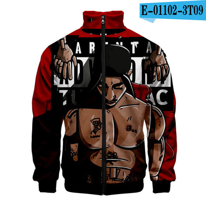 Rap singer 2PAC peripheral 3D color printed casual stand up collar sweatshirt - The Nex Store