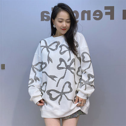 European and American diamond studded casual fashion versatile loose and high-end trendy women's hoodie - The Nex Store