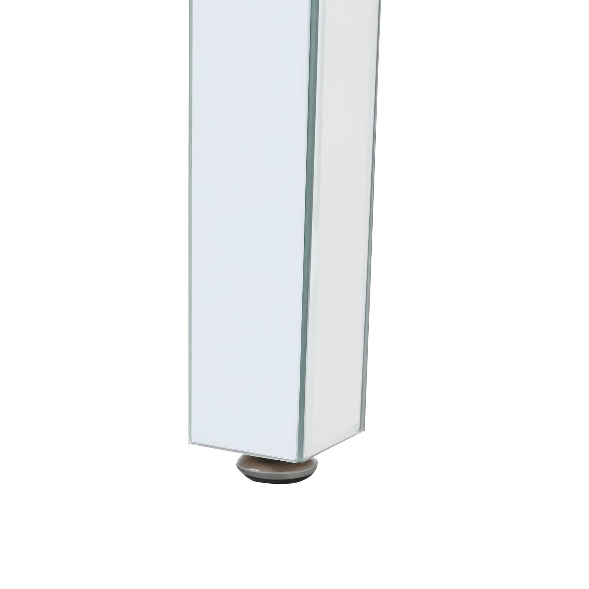 The ON-TRANS stylish modern glass mirrored coffee table features a crystal design and adjustable height legs in silver - The Nex Store