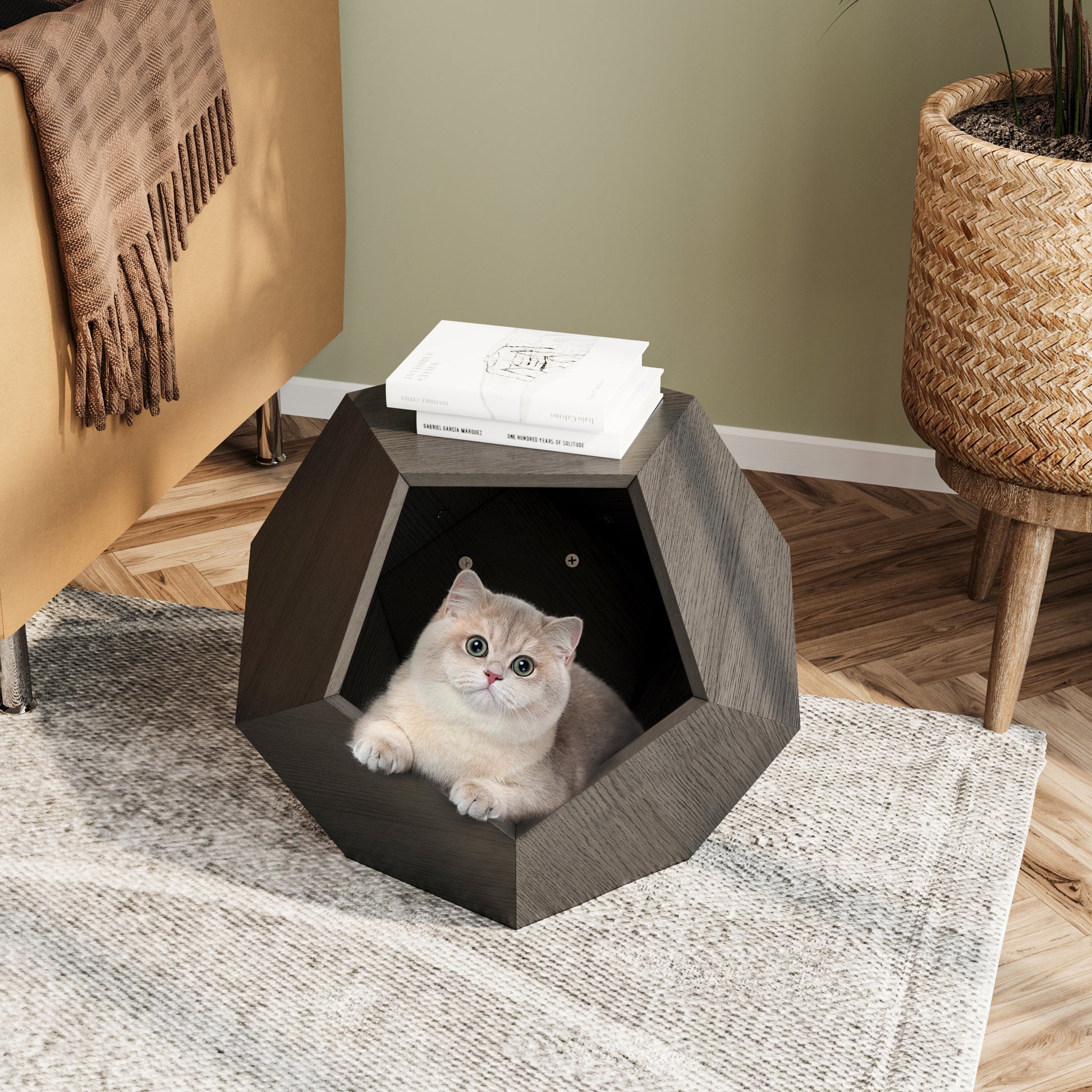 25.98'' Modern Pet Furniture Cat Litter, Sofa Side Table, Planter MDF Multifunctional Furniture, Burmese Sumac - The Nex Store