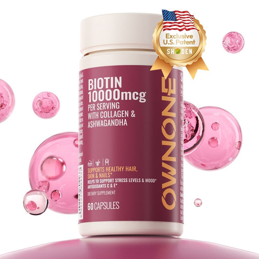 OWNONE Biotin Per Serving-HSN Care Promote Hair, Skin, Nails Growth Shoden Ashwagandha Extract Support Stress & Mood Multiple Natural Ingredients All In One 60 Capsules - The Nex Store