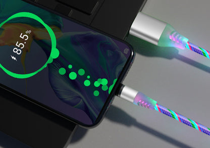 Compatible with Apple, Flowing Ligh Magnetic Streamer Data Line Cable for Iphone Android Typec - The Nex Store