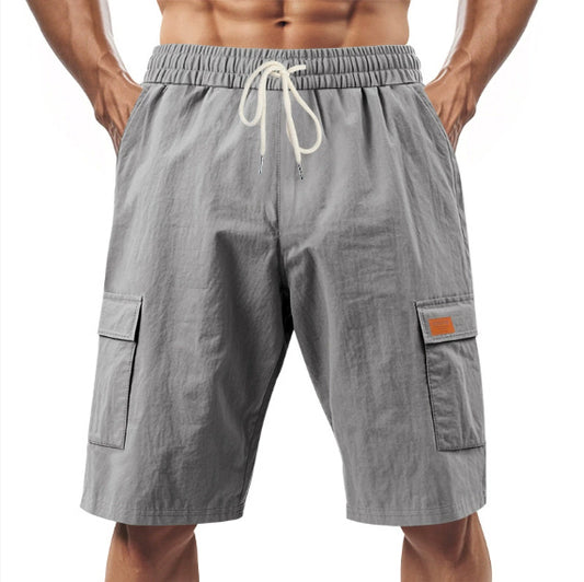 Loose Sports And Leisure Solid Color Linen Drawstring Shorts - The Nex Store