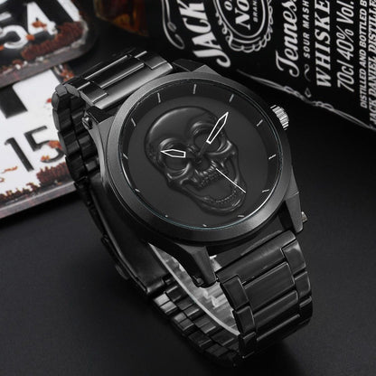 Fashion Skull Watch Men Luxury Unique Punk 3D Waterproof Stainless Steel Quartz Creative Sports Male Clock