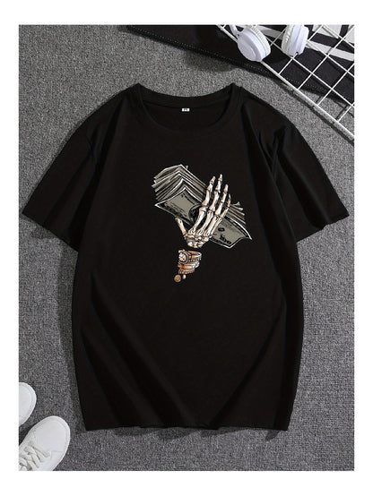 Black Skull Hand Print Shortsleeved Tshirt Fashion Trend Unique Personality - The Nex Store