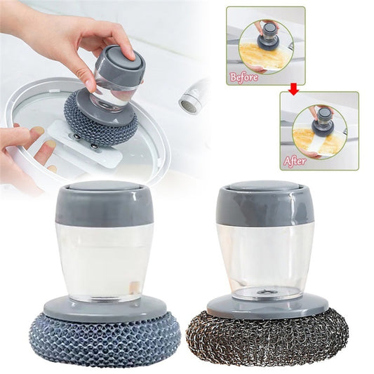 Kitchen Soap Dispensing Palm Brush Cleaner Push-type Brush Kitchen Detergent Tools - The Nex Store