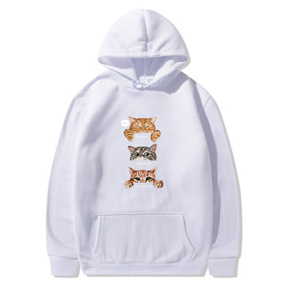 Cute cat, interesting cat print hoodie, men's and women's fashion street pullover, casual hoodie, autumn and winter - The Nex Store