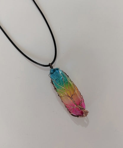 Hot Selling Stone Crystal Pillar Tree Of Life Pendant Ins Fashion Necklace - The Nex Store