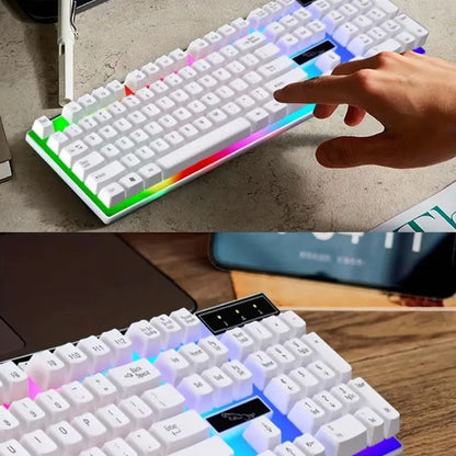 Gaming Keyboard Mouse Set Rainbow LED Wired USB For PC Laptop PS4  One 360UK - The Nex Store