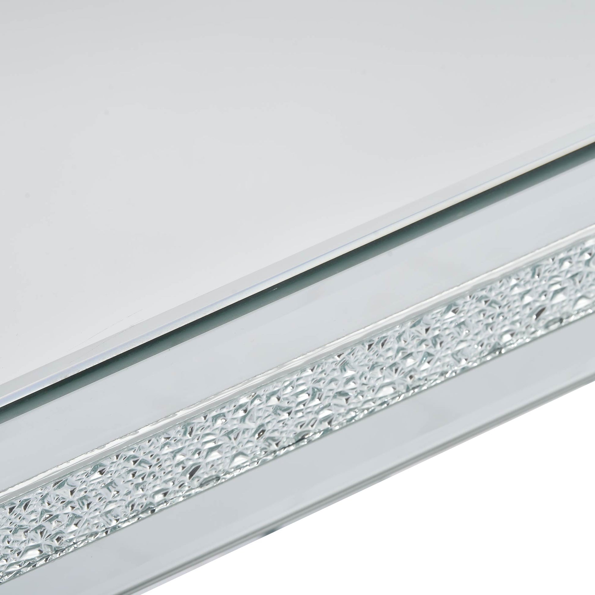 The ON-TRANS stylish modern glass mirrored coffee table features a crystal design and adjustable height legs in silver - The Nex Store