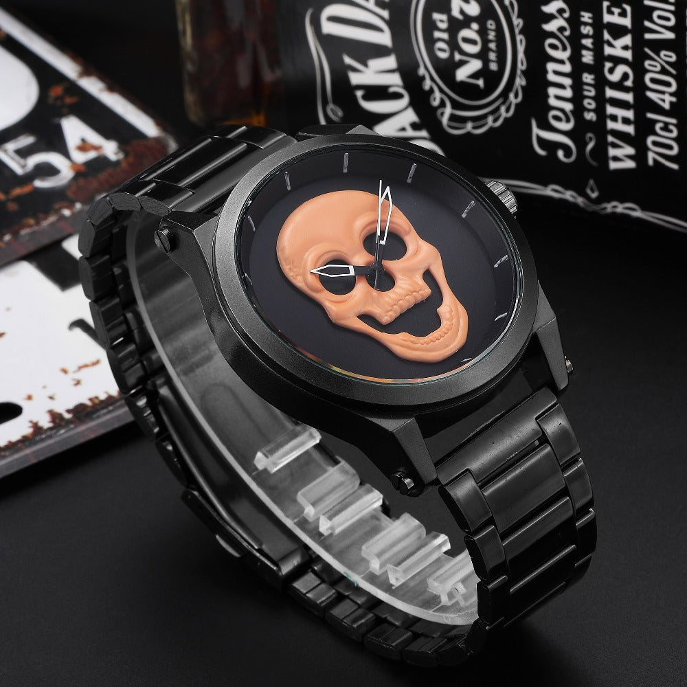 Fashion Skull Watch Men Luxury Unique Punk 3D Waterproof Stainless Steel Quartz Creative Sports Male Clock