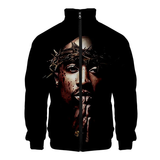 Rap singer 2PAC peripheral 3D color printed casual stand up collar sweatshirt - The Nex Store