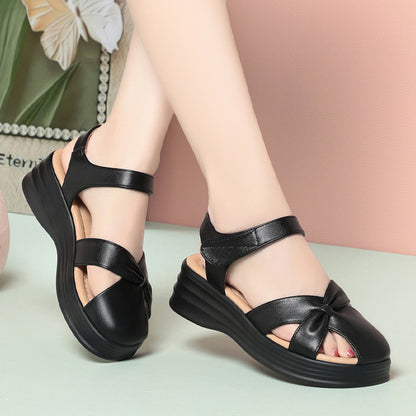Thick Sole Summer Women's Shoes Soft Leather Comfortable Beach Sandals Outdoor Wear Soft Sole Mother's Sandals Lightweight - The Nex Store