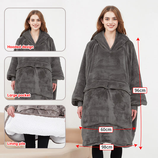 USB carbon fiber heated lazy blanket can be worn in winter, thick heating, washable lazy hoodie electric blanket - The Nex Store