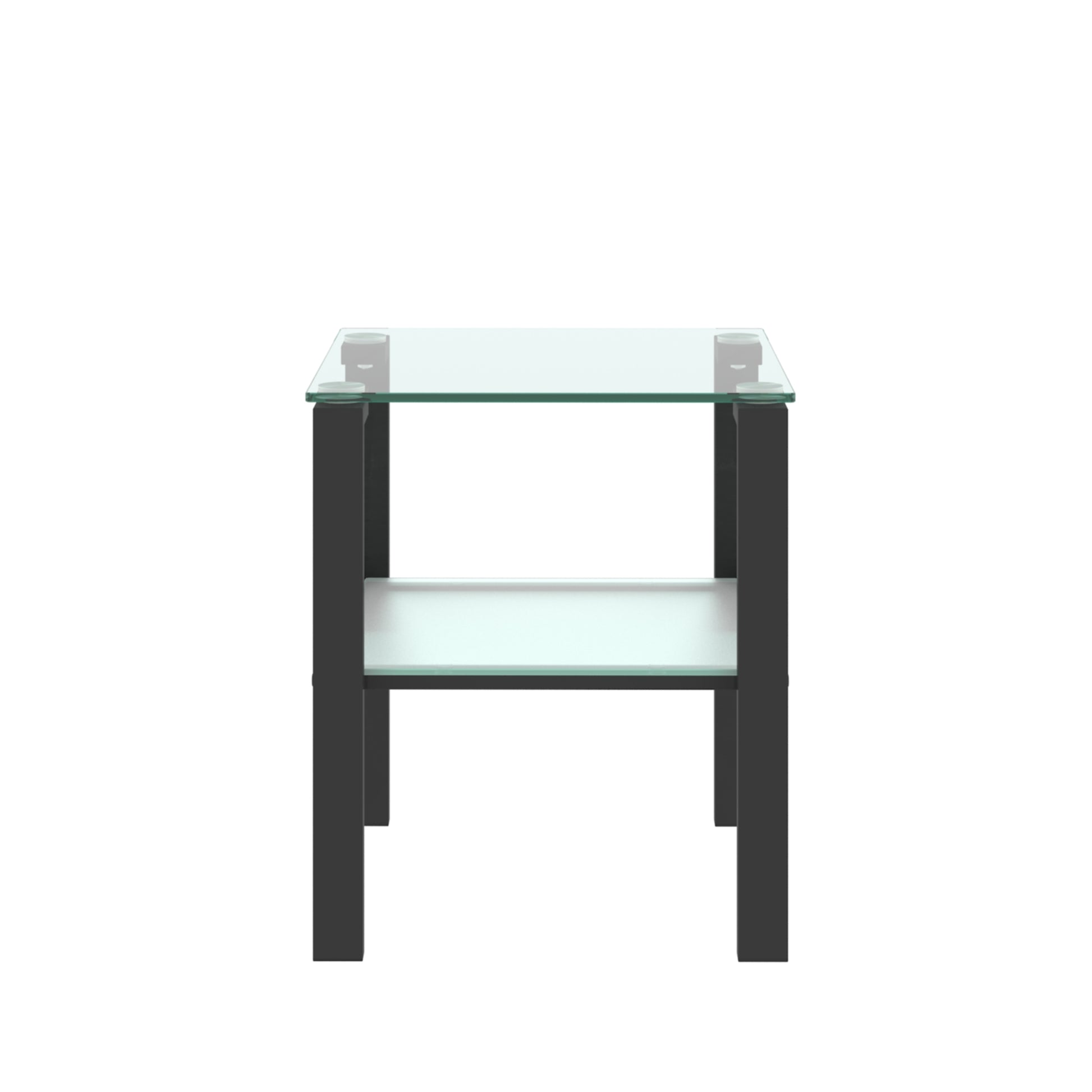 Glass two layer tea table, small round table, bedroom corner table, living room black side table - The Nex Store
