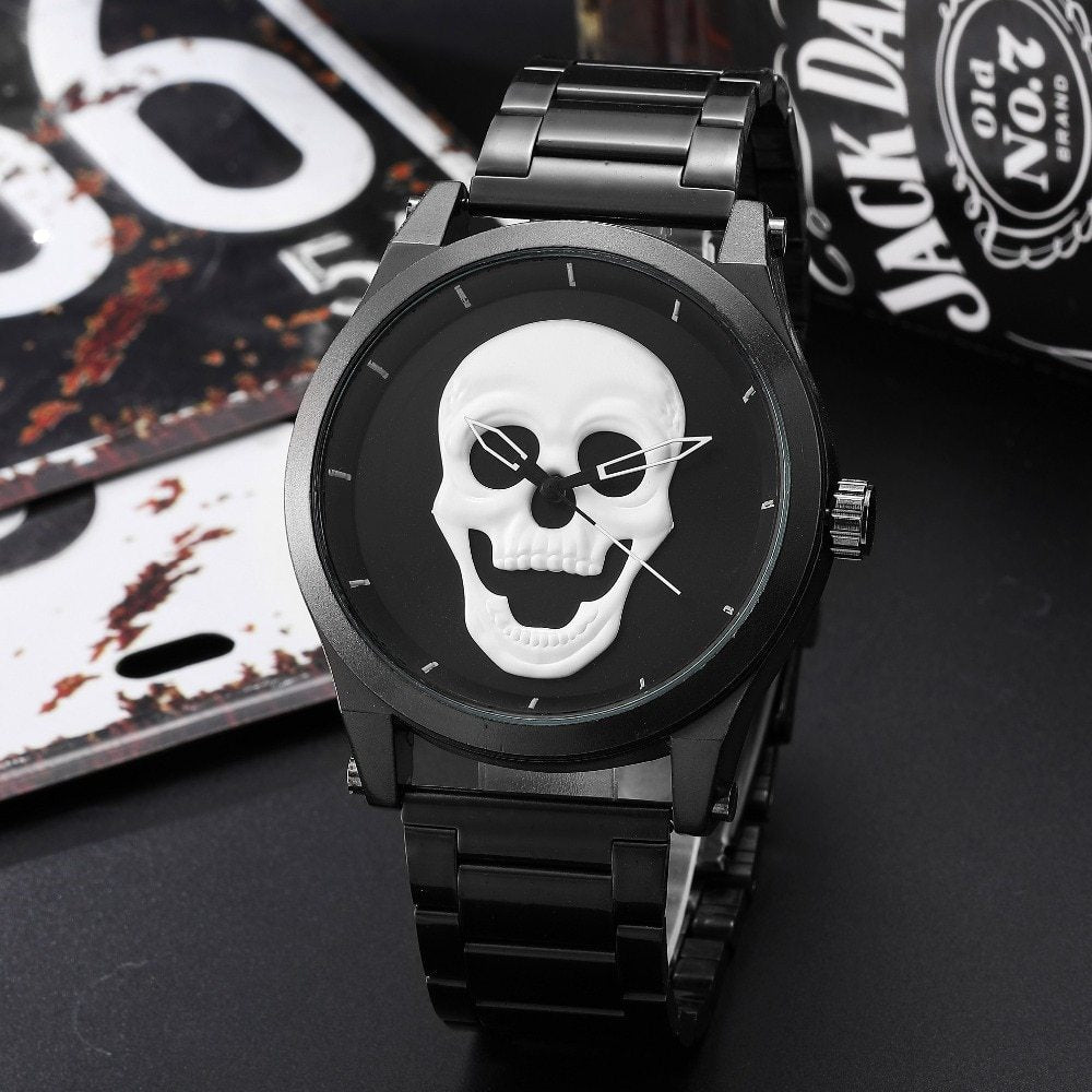 Fashion Skull Watch Men Luxury Unique Punk 3D Waterproof Stainless Steel Quartz Creative Sports Male Clock
