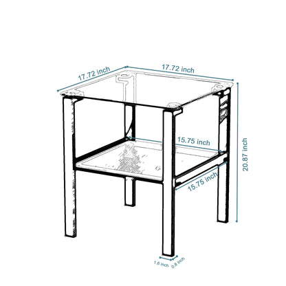 Glass two layer tea table, small round table, bedroom corner table, living room black side table - The Nex Store