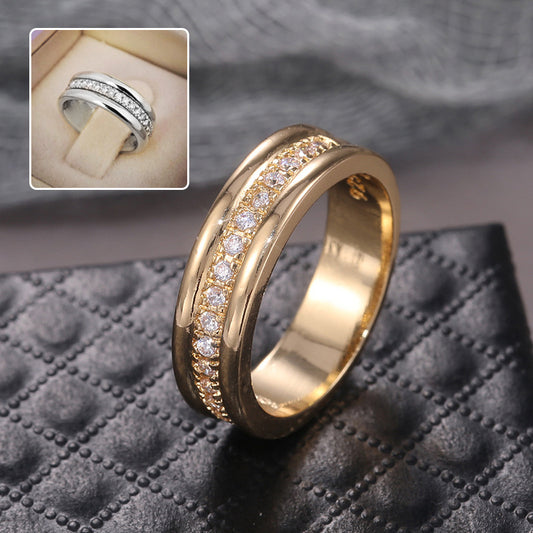 Simple Golden Sliver Rhinestones Ring Copper Plated RIngs Fashion Jewe