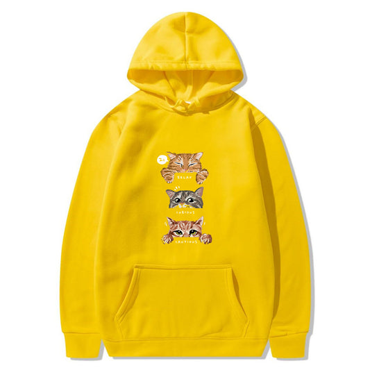 Cute cat, interesting cat print hoodie, men's and women's fashion street pullover, casual hoodie, autumn and winter - The Nex Store