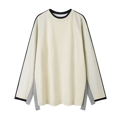 Women's simple and loose mid length T-shirt with contrasting color splicing and raglan sleeves top - The Nex Store