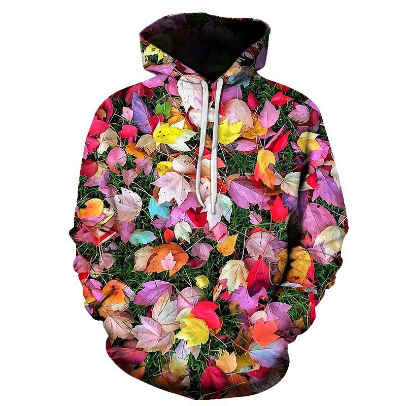Rose digital print hooded sweatshirt, European and American fashion collection, loose oversized - The Nex Store