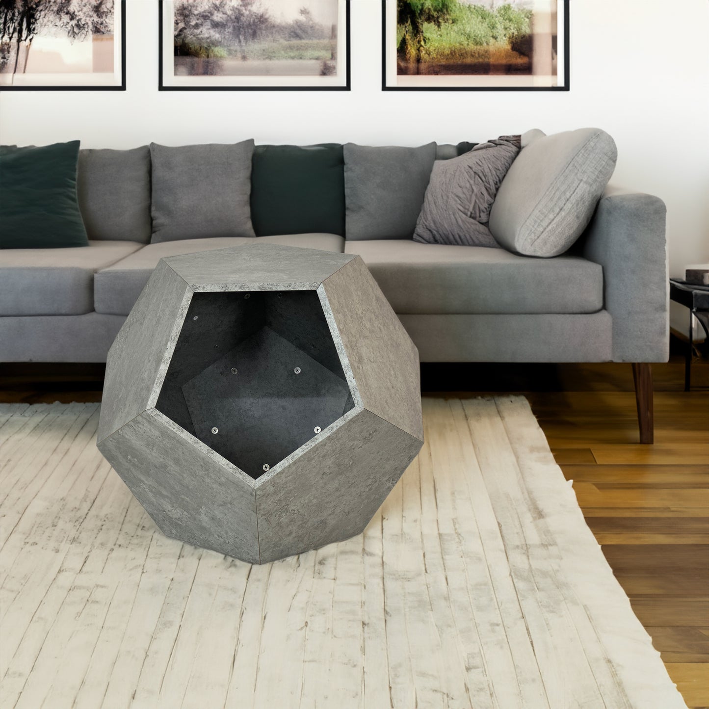 25.98"Modern Pet Furniture Cat Litter Side Table, Sofa Side Table, Planter MDF Multifunctional Furniture, Cement Gray - The Nex Store